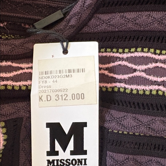 M Missoni Signature Knit Long Sleeve A-Line Dress Purple Pink  Size IT 44 /US 8 - Picture 8 of 9